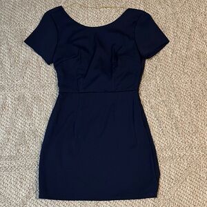 TOBI Draped Back Navy Mini Dress